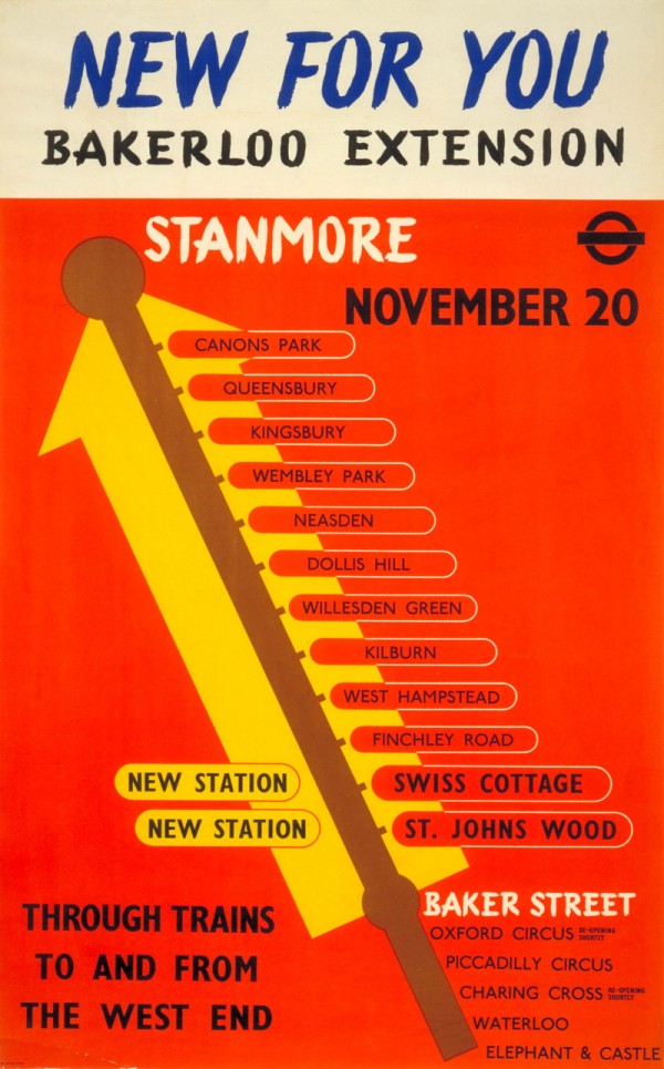 Poster Promoting the Bakerloo Line Extension to Stanmore, 1939 by VINTAGE POSTER